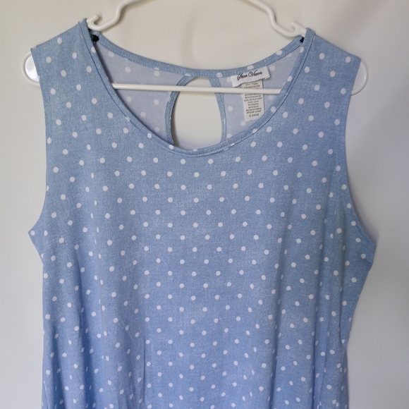Star Vixen Womens Tank Top Size L 14/16 Color Blue with White Polka Dots - Picture 3 of 5